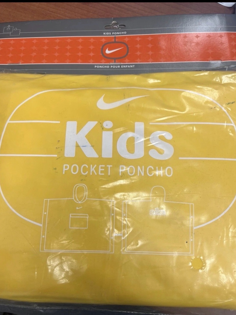 Nike Kids Yellow Pocket Poncho with White Logo